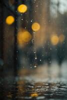 Hintergrund von Regen auf verschwommen Bokeh foto