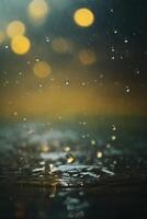 Hintergrund von Regen auf verschwommen Bokeh foto