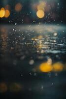 Hintergrund von Regen auf verschwommen Bokeh foto