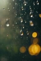 Hintergrund von Regen auf verschwommen Bokeh foto