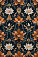 ein Blumen- Muster auf ein dunkel Blau Hintergrund foto