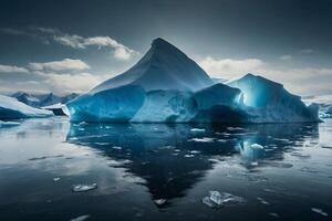 Eisberge beim Nacht im das Ozean mit ein milchig Weg im das Hintergrund foto