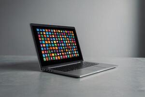 ein Laptop mit viele anders Symbole auf es foto