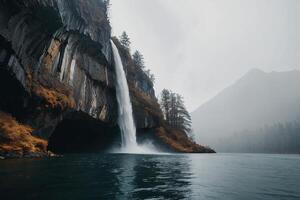 ein Wasserfall ist fließend in das Wasser foto