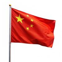 das Chinesisch Flagge ist fliegend hoch auf ein Pole foto