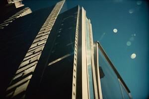 ein Aussicht von ein hoch Gebäude mit ein Blau Himmel foto