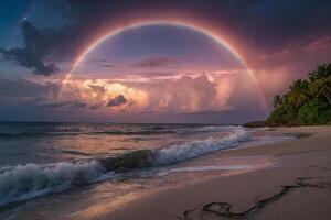 Regenbogen Über das Ozean im sri Lanka foto