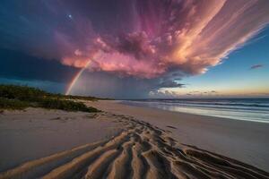 ein bunt Wolke ist gesehen Über das Ozean foto