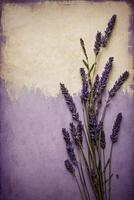 ai generiert Lavendel Blumen auf ein grungy Hintergrund foto