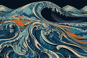 ai generiert das großartig Welle aus Kanagawa durch Kenji Nakamura foto