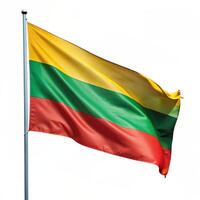 ai generiert das Flagge von Litauen ist fliegend im das Luft foto