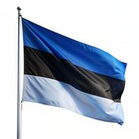 ai generiert das estnisch Flagge ist fliegend im das Wind foto