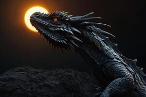 ein Drachen mit es ist Kopf gegenüber das Sonne foto