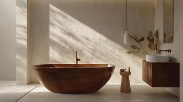 elegant und heiter minimalistisch Badezimmer Heiligtum zum Entspannung und Verjüngung foto