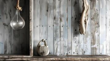 warm rustikal Ambiente mit Antiquität hängend Laterne im gemütlich Land Zuhause Innere foto