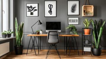 industriell schick Zuhause Büro ein modern Mischung von Stil und Effizienz foto