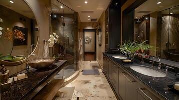 ultimativ Badezimmer Rückzug ein ausgezeichnet Granit Nichtigkeit und belebend Regenschauer foto