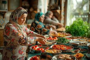 Zuhause eid al-fitr Vorbereitungen durch Frauen foto