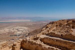 Wüste Landschaft von Israel, tot Meer, Jordanien. Masada Festung. selektiv Fokus. hoch Qualität Foto