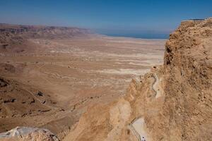 Wüste Landschaft von Israel, tot Meer, Jordanien. hoch Qualität Foto