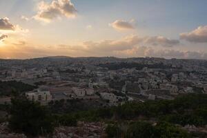 Landschaft von das Springen Berg im Nazareth. Panorama- Sicht. Sonnenuntergang. hoch Qualität Foto