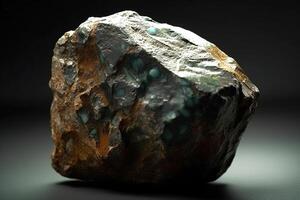 Ulrichit Fossil Mineral Stein. geologisch kristallin Fossil. dunkel Hintergrund Nahansicht. foto