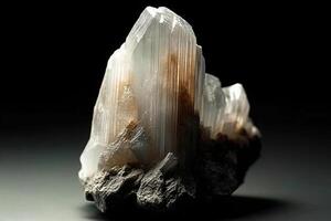 Ulexit Fossil Mineral Stein. geologisch kristallin Fossil. dunkel Hintergrund Nahansicht. foto