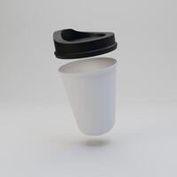 3d gerendert Bild von Kaffee Tasse spotten hoch. Papier Kaffee Tasse isoliert auf Weiß Hintergrund foto