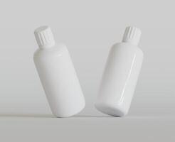 leer Weiß runden Ergänzungen, Medizin Flasche mit schwarz gerillt Deckel zum Schönheit oder gesund Produkt. isoliert auf Weiß Hintergrund mit Schatten. bereit zu verwenden zum Paket Design. Illustration. foto