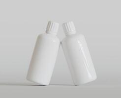 leer Weiß runden Ergänzungen, Medizin Flasche mit schwarz gerillt Deckel zum Schönheit oder gesund Produkt. isoliert auf Weiß Hintergrund mit Schatten. bereit zu verwenden zum Paket Design. Illustration. foto