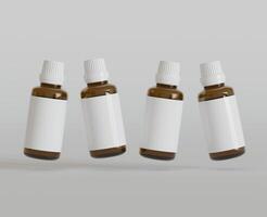 Tropfer Flasche Attrappe, Lehrmodell, Simulation - - leer Etikette auf Weiß oder hell Hintergrund foto