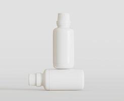 Weiß leer Flasche zum Medizin oder Schönheit Produkt auf Weiß Hintergrund, Kopieren Raum. leeren Raum. Minimalismus. 3d Rendern foto