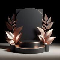 3d Podium mit schwarz und Rose Gold Thema foto