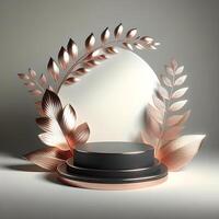 3d elegant Podium Design mit schwarz und Rose Gold Thema foto