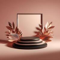 3d elegant Podium Design mit schwarz und Rose Gold Thema foto