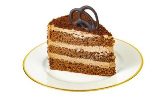 Schokoladentrüffelkuchen isoliert auf weißem Hintergrund. Studiofoto foto