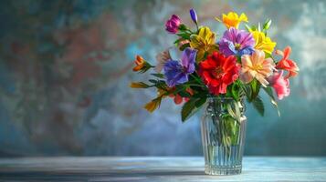 ein frisch Strauß von multi farbig Blumen foto