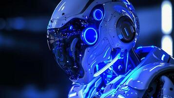 ein Roboter mit ein Blau Licht auf es foto