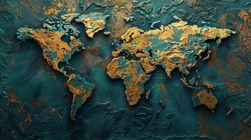 abstrakt Karte Illustration mit Kartographie Welt foto