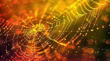 abstrakt multi farbig Spinne Netz mit glühend foto