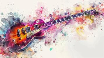 abstrakt Aquarell Gitarre explodiert mit Farbe foto