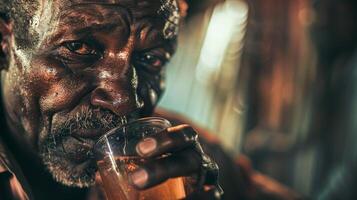 afrikanisch amerikanisch Mann Trinken Alkohol foto