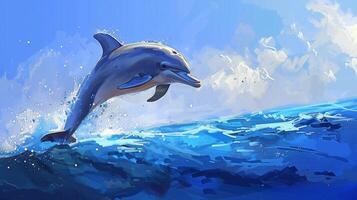 Tier Illustration spielerisch Delfin Springen foto