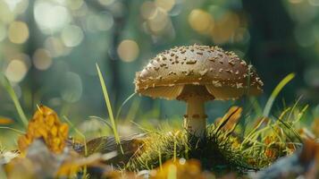 Herbst Wald schließen oben Pilz Wachstum giftig foto