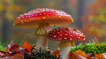 Herbst Wald schließen oben Pilz Wachstum giftig foto