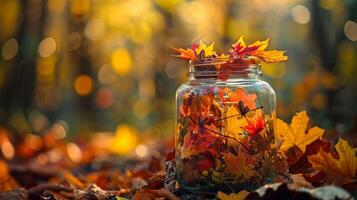 Herbst Feier hausgemacht Geschenk ein Krug von bunt foto