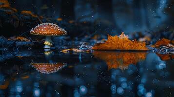 Herbst Nacht dunkel Wald nass Blatt mysteriös foto