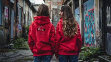 bff gedruckt auf rot Kapuzenpullover detailliert hoch Qualität foto