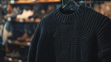 schwarz Sweatshirt bekleidung schießen mit Design Raum foto