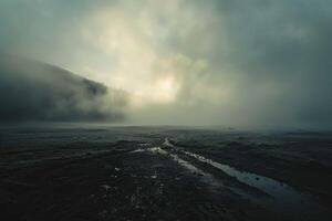 düster Landschaft mit Nebel foto